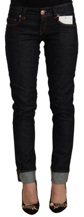 Acht Black Cotton Low Waist Slim Fit Denim Jeans -   -  Acht.